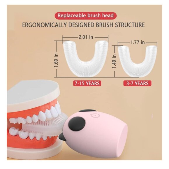 New Kids U Type Ultrasonic Electric Toothbrush 4 Gear Speed/Pink For 8-15 Years - Picture 6 of 7